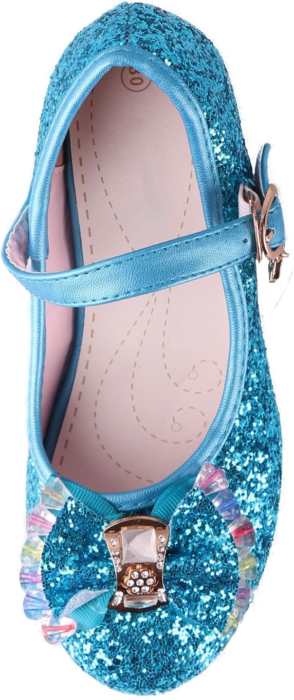 Prinzessin Schuhe Mädchen Glitzer ELSA Stöckelschuhe mit Absatz Ballerina für Party Karneval Verklei