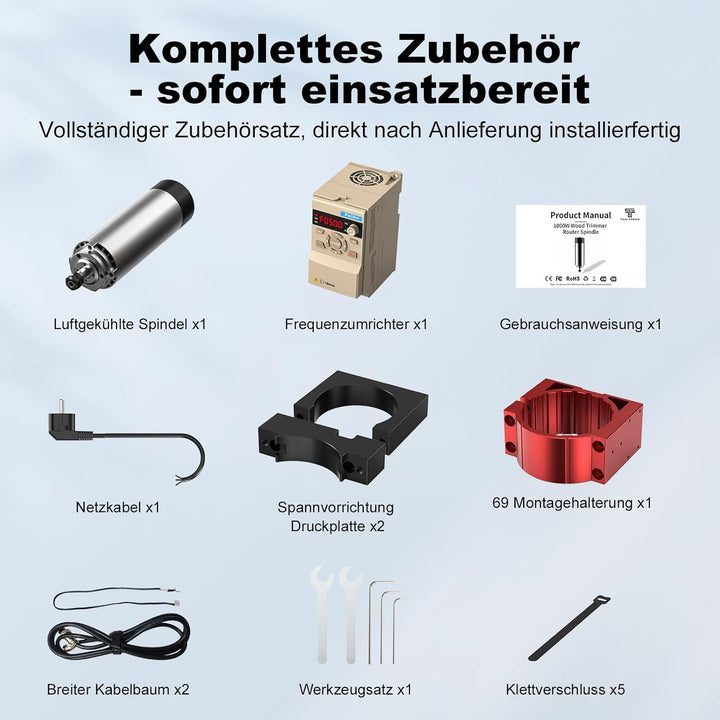 Twotrees 1000w CNC-Luftgekühlter Spindelsatz Spindelmotor für Twotrees TTC 450 Pro/450 Ultra, 24.000