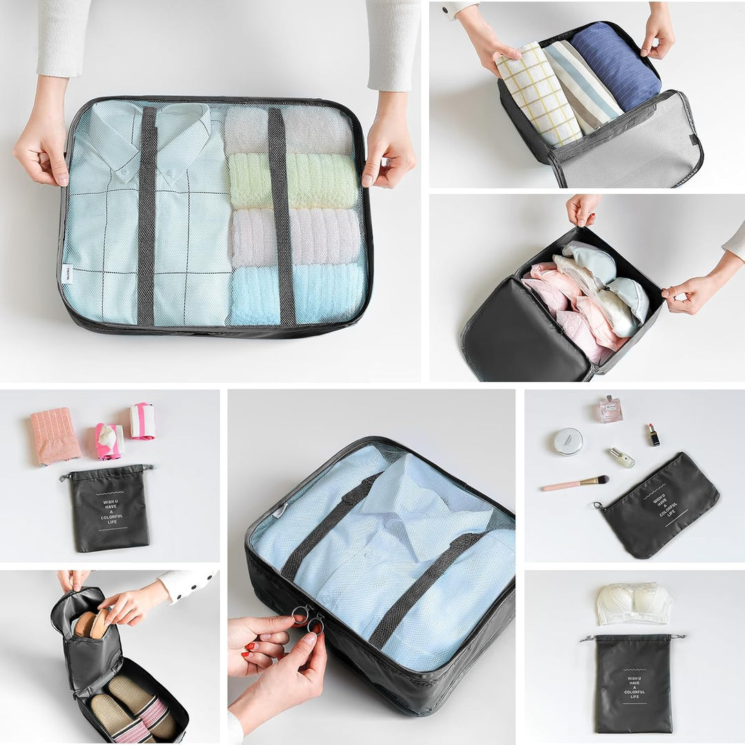 BillyBath Koffer Organizer set, Packing Cubes Kleidertaschen Schuhbeutel Reiseorganizer Packwürfel K