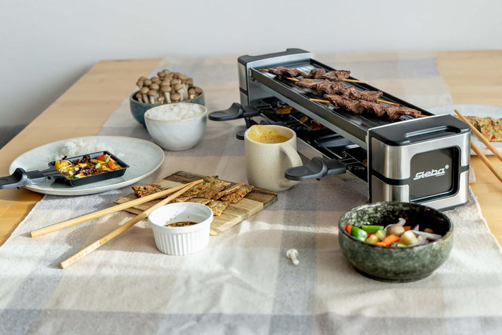 Steba RC 140 Guss-Raclette – PFAS-freie keramikbeschichtete Grillplatte, wendbar, 4 antihaft Pfännch