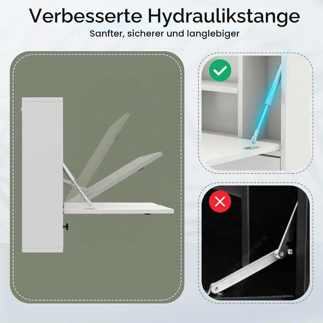 GIANTEX Wandklapptisch Wandtisch klappbar, Klapptisch Wandschreibtisch Holz mit Ablagefächern &amp; Schu