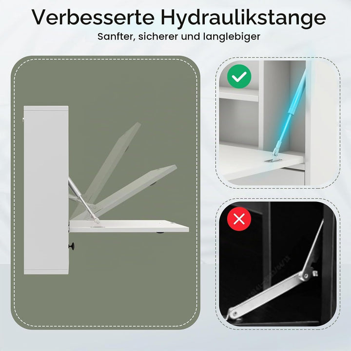 GIANTEX Wandklapptisch Wandtisch klappbar, Klapptisch Wandschreibtisch Holz mit Ablagefächern &amp; Schu