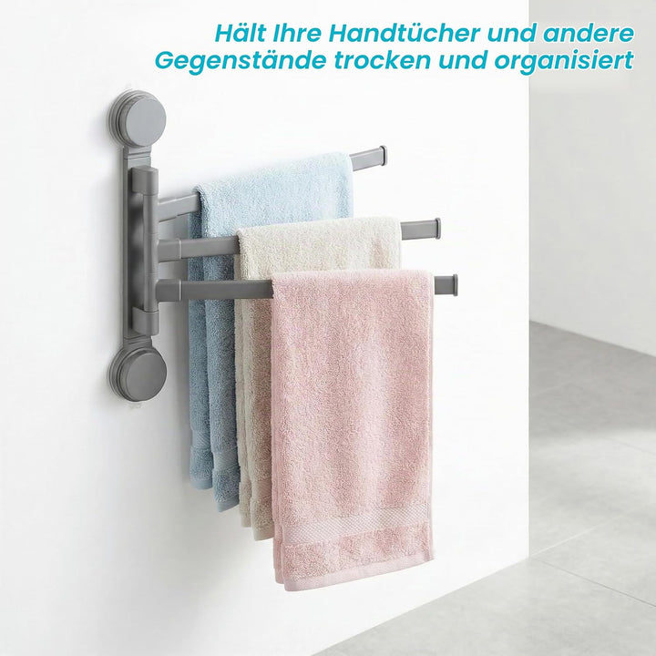 Handtuchhalter Ohne Bohren, 180° Schwenkbar 3 Armig Handtuchstange, Saugnapf Typ Towel Holder, Alumi