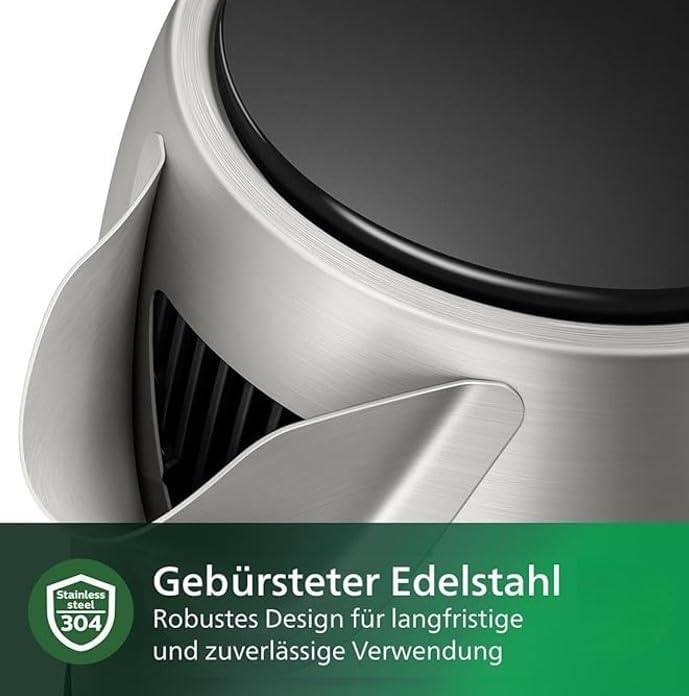 Philips Wasserkocher – 1.7 L Fassungsvermögen mit Kontrollanzeige, Edelstahl, Pirouettenbasis