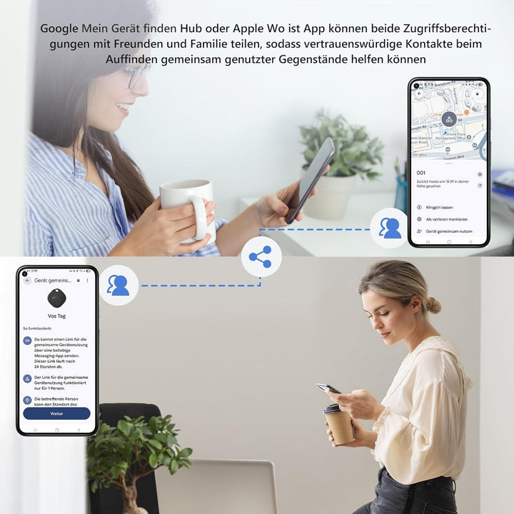 ATUVOS Air Tag Pro Smart Tags Tracker für Android & iOS, Neu Dual-System Schlüsselfinder kompatibel