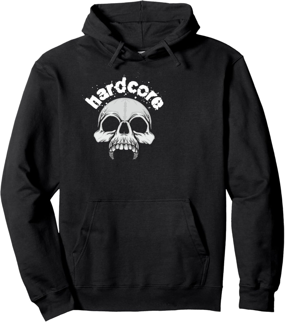 Totenkopf mit Hardcore Schriftzug - White Blood Look Pullover Hoodie