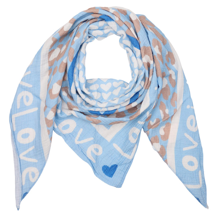 Damen Musselin Halstuch Made in Italy mit Leo Love Paisley Happy– Leichtes Dreieckstuch für Frühling