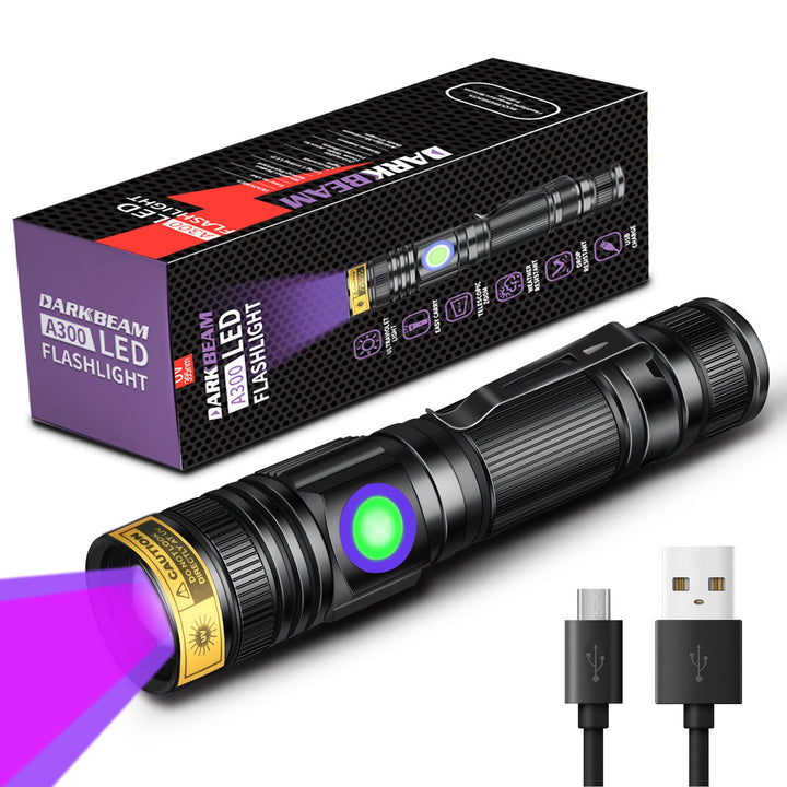 DARKBEAM UV Taschenlampe Schwarzlicht Aufladbar, Woodsche Lampe Schwarzlichttaschenlampen Ultraviole