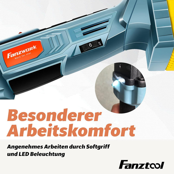 FANZTOOL 20V Akku Multifunktionswerkzeug mit EC-Motor, 3.2° Oszillationswinkel, LED-Beleuchtung, 6 G