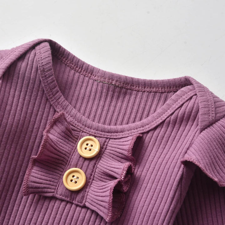 Tinykeke Neugeborenes Baby Mädchen Kleidung Sets Kleinkind Langarm Strampler Rüschen Tops & Blumen B