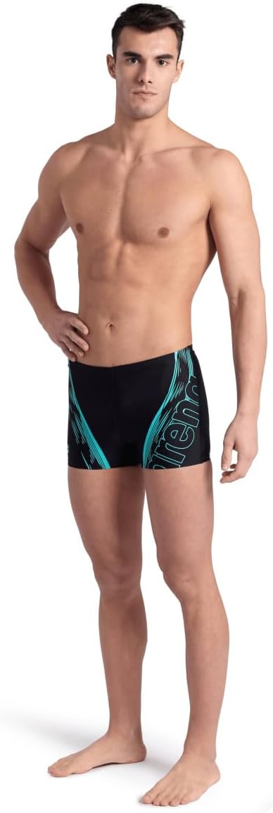 ARENA Herren Men's Swim Short Graphic Badehosen Shorts (1er Pack) 48 Black-water, 48 Black-water
