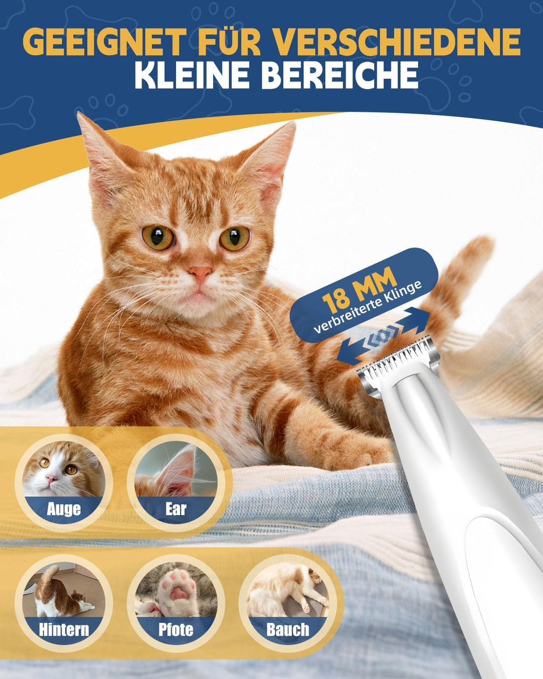 Pfotentrimmer für Hunde mit LED-Licht, Leise Hundepfoten Trimmer Paw Trim, 600mAh Type-C Wiederaufla