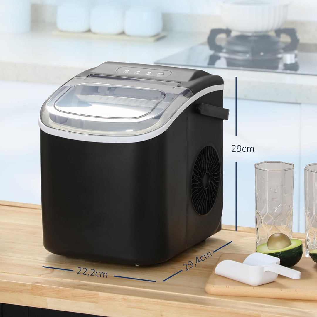 HOMCOM Eiswürfelmaschine 12 kg/24h 1,2 L Eiswürfelbereiter mit 1,3 L Wassetank Display Ice Cube Make