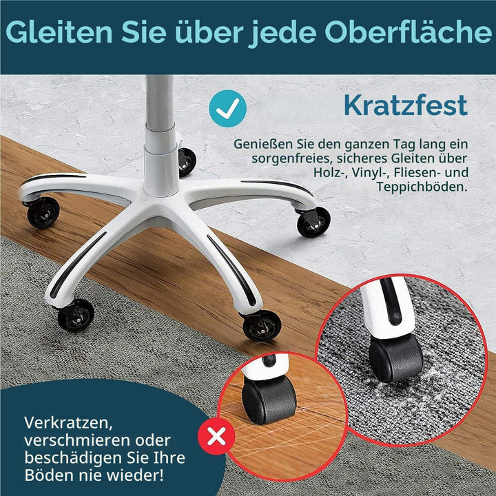 Bürostuhl Rollen 5er-Set für IKEA Bürostuhl, Schaftgrösse 10X22mm, Bürostuhl-Räder Ersatzrollen für