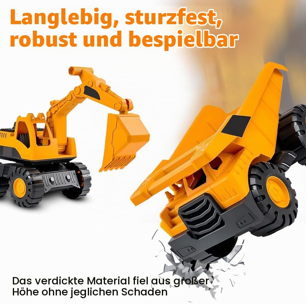 Dhqkqg 3PCS Bagger Spielzeug, Sandspielzeug Bagger Sandkasten, Sandspielzeug Auto, Mini-Crew Kipplas