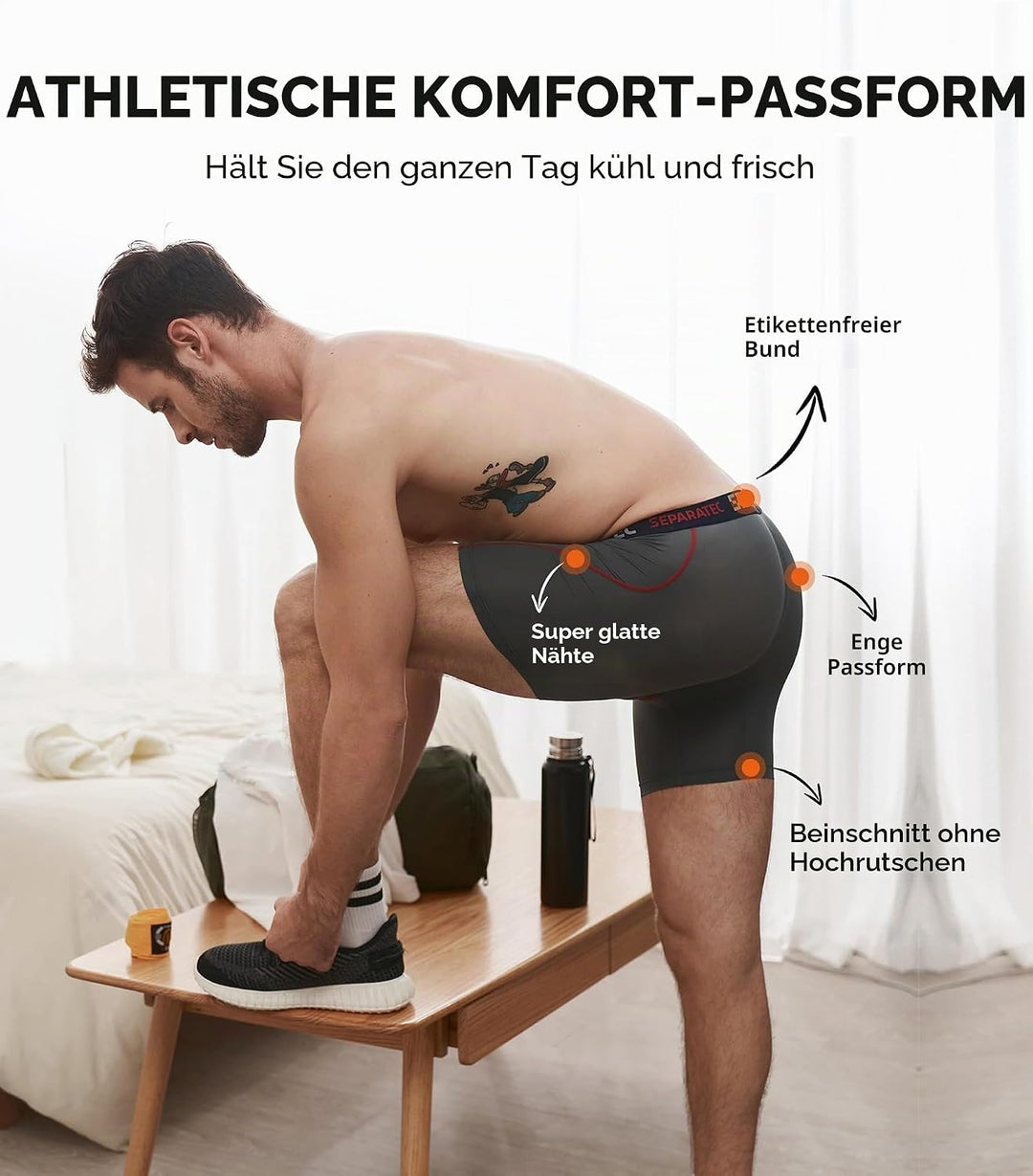 Separatec Boxershorts Herren Mehrfachpackung Sport Schnell trocknend Doppelbeutel Dual Pouch Unterho