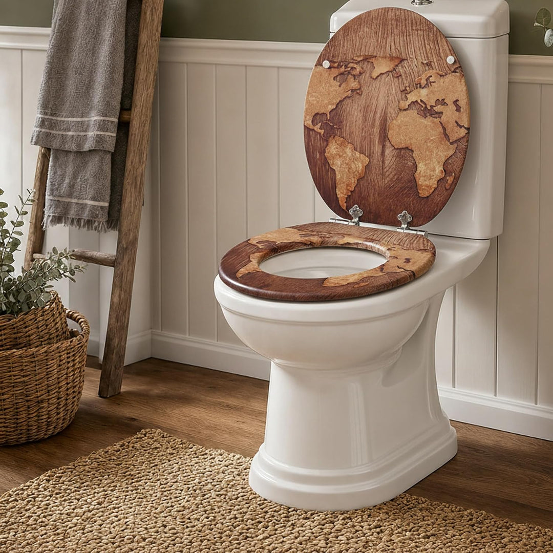 SINOBATH Premium WC Sitz mit Absenkautomatik – hochwertige Toilettendeckel aus Holz, viele bunte Mot