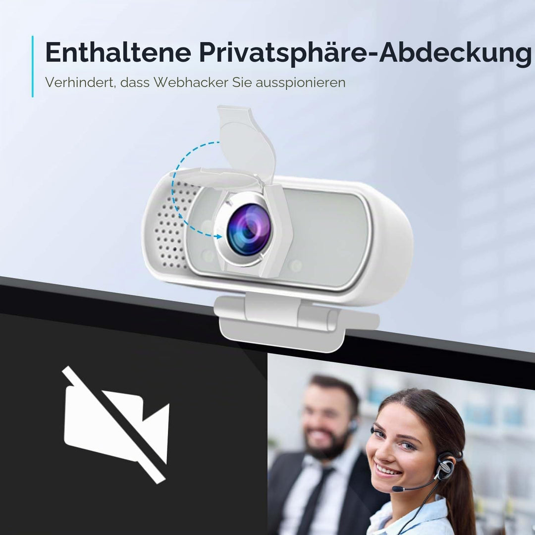 Webcam with Tripod Privacy Shutter: 1080P FHD Web Camera with Mic, Plug & Play USB A USB C Webcam wi