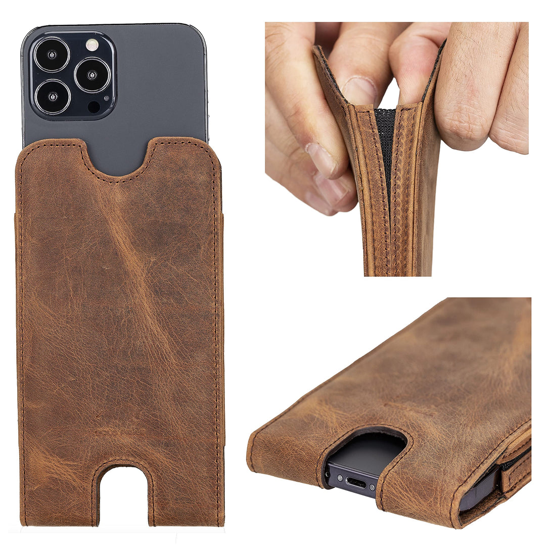 Solo Pelle Lederhülle für das iPhone 14 Plus + 14 Pro Max und alle Geräte bis 6.7 Zoll Case Leder Hü