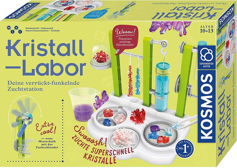 KOSMOS 643638 Kristall-Labor Experimentierkasten, Labor-Station, Komplett-Set, Kristalle züchten, Ki