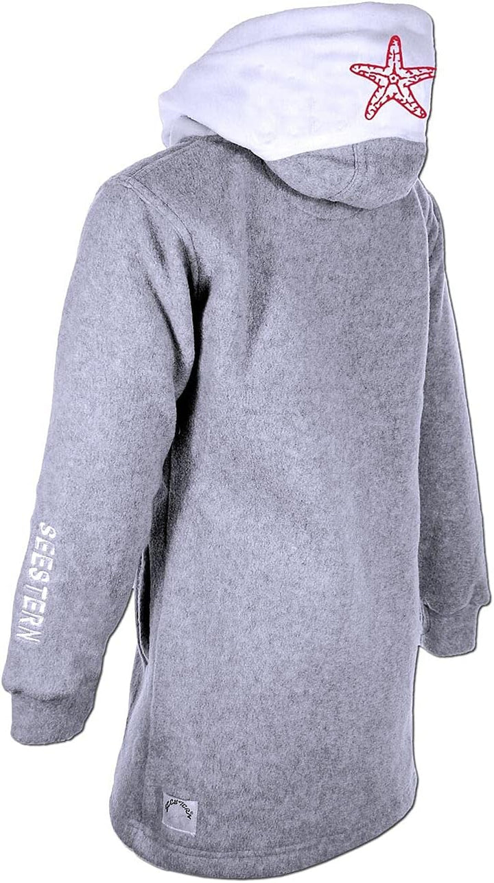 SEESTERN Kinder Kapuzen Fleecejacke Fleecemantel Fleece Sweatjacke 116-164/2106.gy Grau - Weiss - Ro