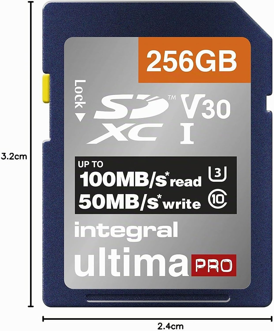 Integral SD Karte 256GB mit 6 Slot SD Kartenhalter Metall - 4K Ultra-HD Video Premium High Speed 100