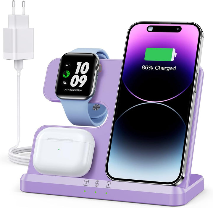 JARGOU 3 in 1 iPhone Ladestation Kabelloses Ladegerät für Apple, Wireless Charger für iPhone 16 15 1