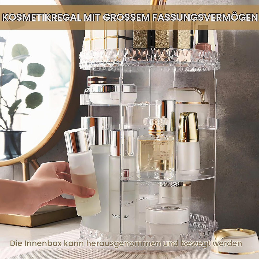 360 Grad drehbarer Make-up-Organizer, Acryl Make-up Organizer für Parfüm Kosmetik Lippenstift, gross