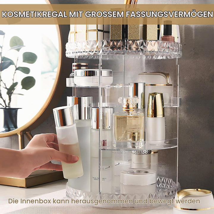 360 Grad drehbarer Make-up-Organizer, Acryl Make-up Organizer für Parfüm Kosmetik Lippenstift, gross