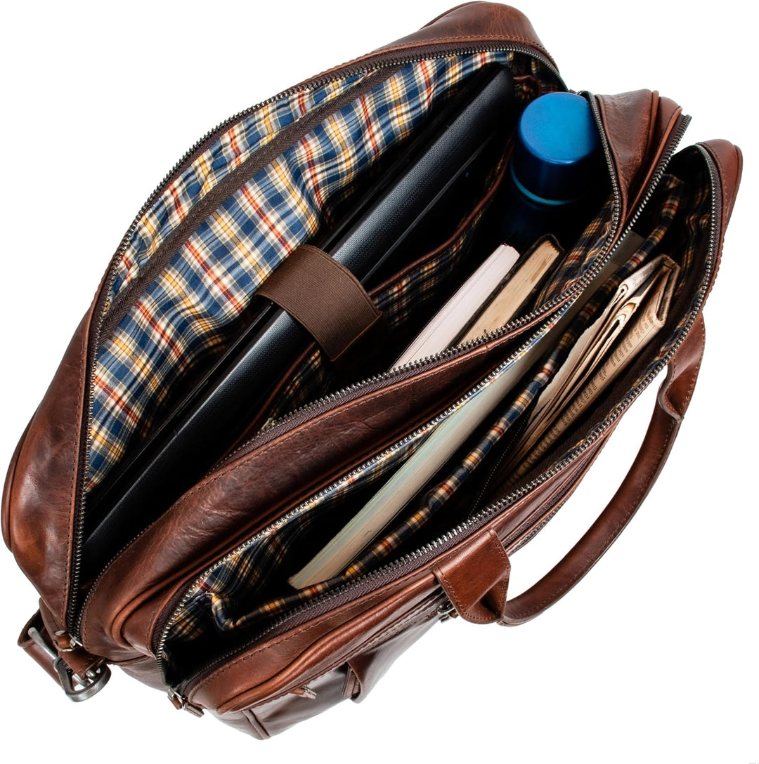 Marc Peter Laptoptasche Los Angeles I Leder Umhängetasche für 15.6 zoll Laptop I Aktentasche für Not