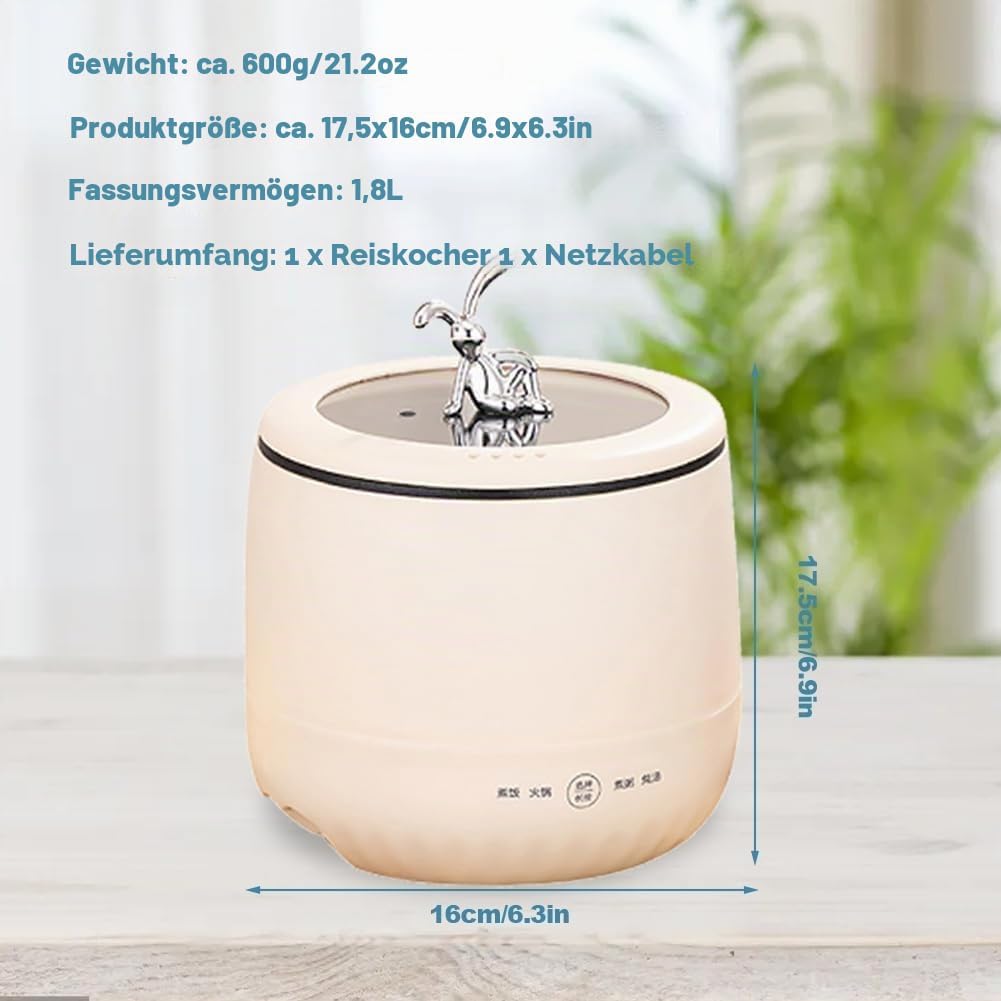 Reiskocher, Leicht zu Reinigen, für 2 Personen, Elektrischer Reiskocher, Kompaktes Design, Reiskoche