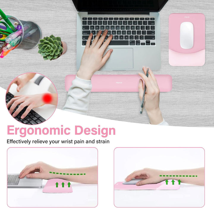 MOSISO Handgelenkstütze für Mauspad&Tastatur Set, Rechteckig Ergonomisch Mauspad Rutschfest Basis Sc