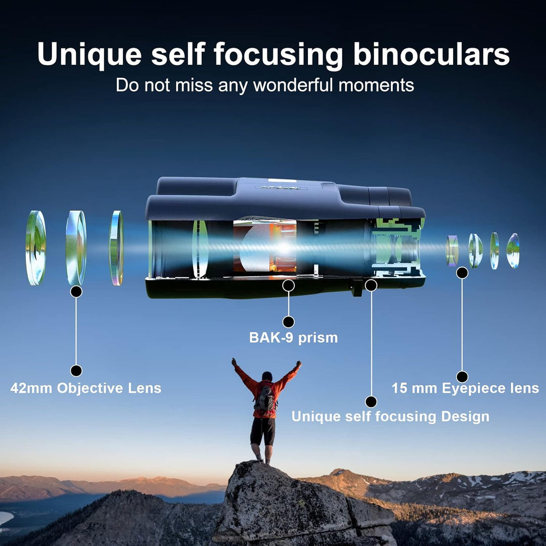 10 x 42 fokusfreies Fernglas, professionelles, leistungsstarkes HD-Grosssicht-Fernglas, mit BAK-9-Pr