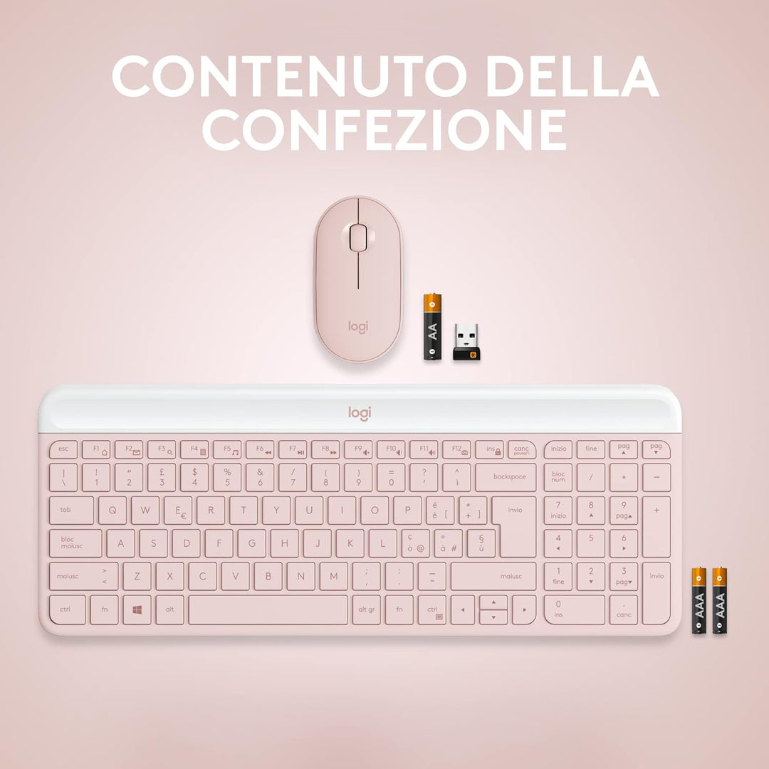 Logitech MK470 Slim Combo Kabelloses Tastatur-Maus-Set - Modernes, kompaktes Layout, Extrem leiser,