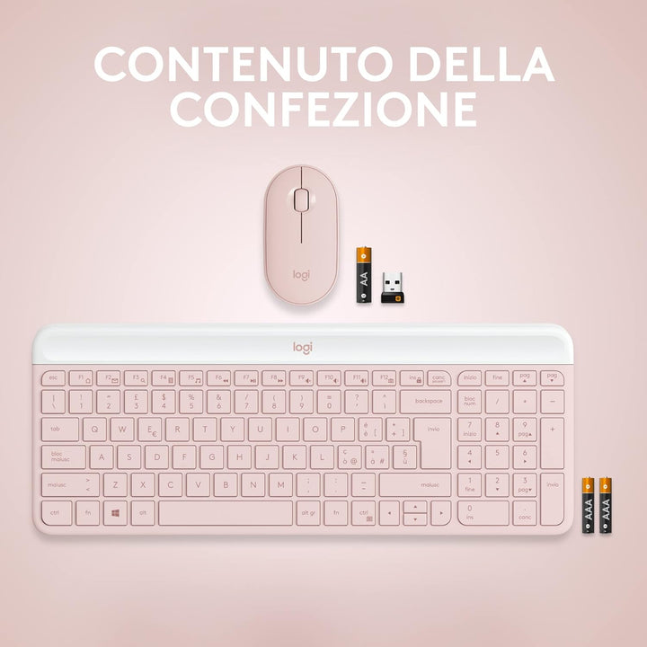 Logitech MK470 Slim Combo Kabelloses Tastatur-Maus-Set - Modernes, kompaktes Layout, Extrem leiser,