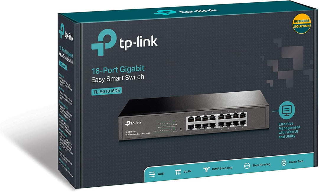 TP-Link TL-SG1016DE 16-Port Gigabit Netzwerk Managed Switch (13 Zoll Rack-Montage, Metallgehäuse, lü