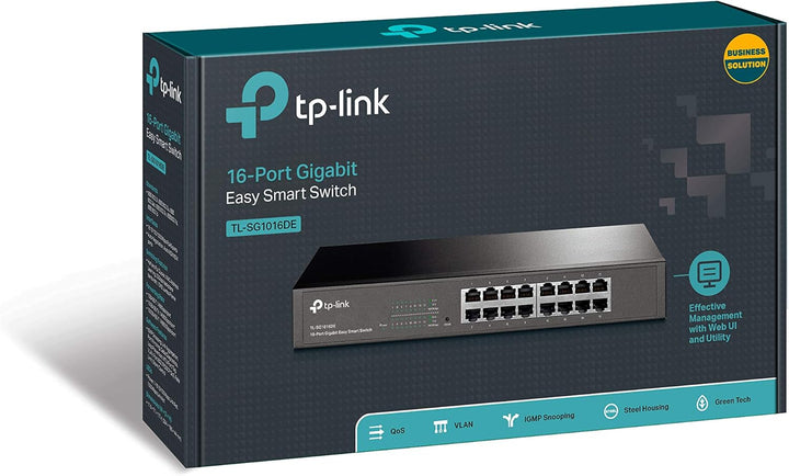 TP-Link TL-SG1016DE 16-Port Gigabit Netzwerk Managed Switch (13 Zoll Rack-Montage, Metallgehäuse, lü