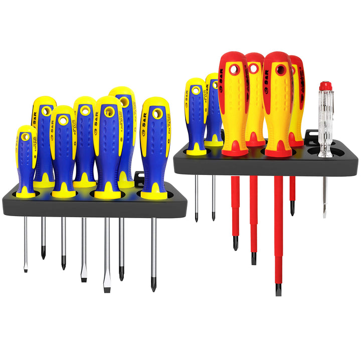 S&R Schraubendreher-Satz 16-tlg, magnetisch, Kreuz/Schlitz/Pozidriv, VDE-isoliert, Cr-Mo & S2-Werkze