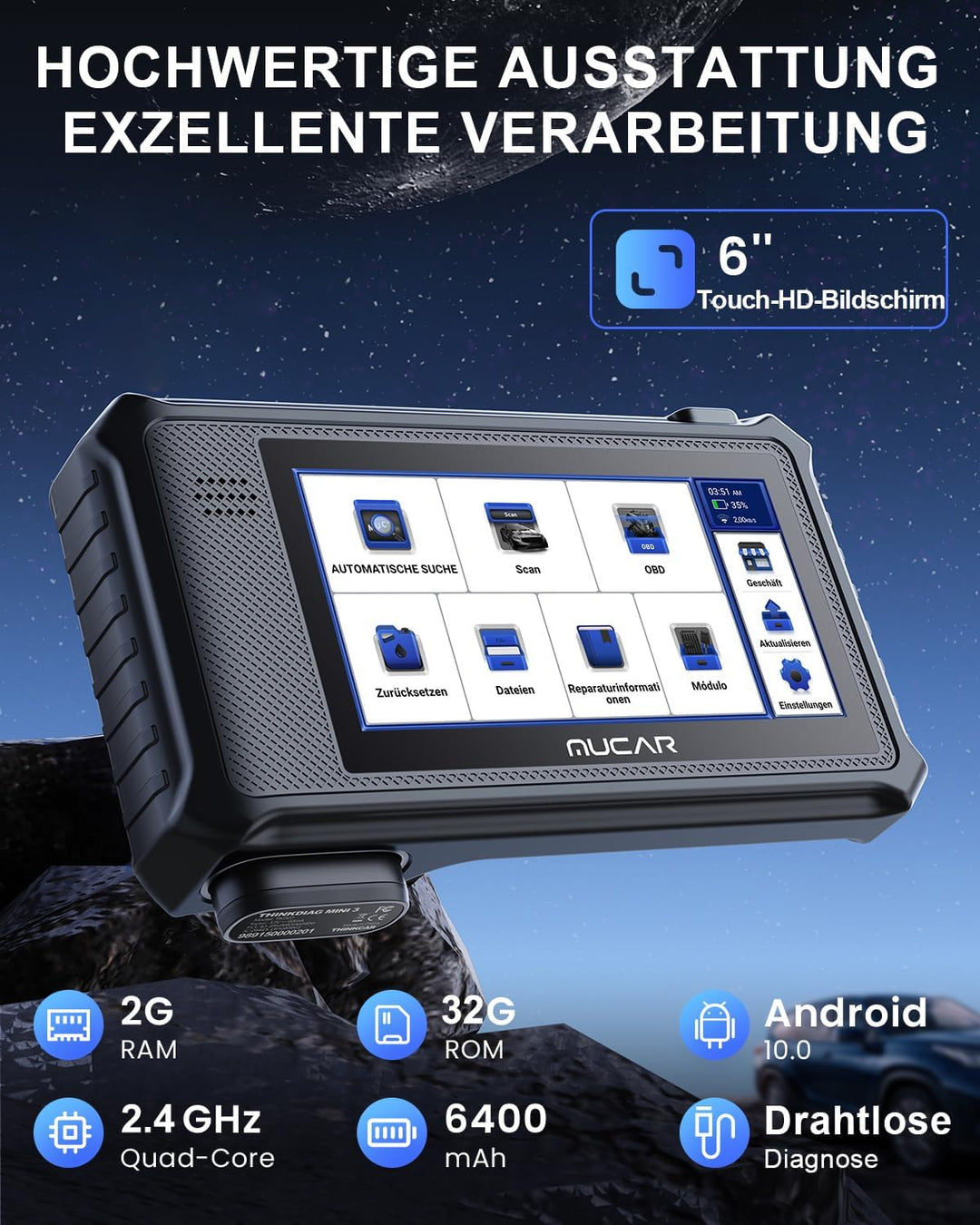 OBD2 Diagnosegerät, MUCAR VO6 Diagnosegerät Auto, Für Alle Fahrzeuge Mit & Alle Systemdiagnosen Und