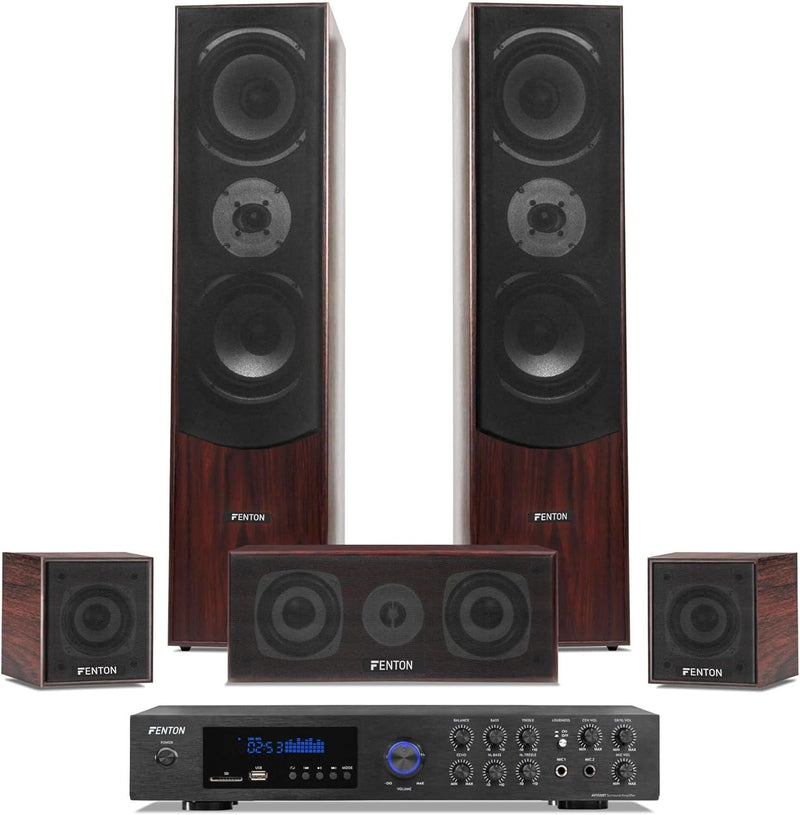 Fenton Home Cinema Surround Set met o.a. Bluetooth - 510W - Walnoot