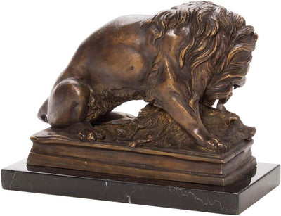 Bronzeskulptur Löwe Wildschwein Bronze Jagd Jäger Figur Skulptur Antik-Stil Bronzefigur