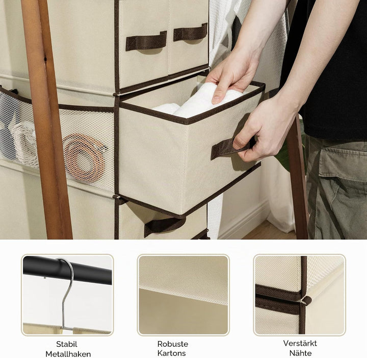 GRANNY SAYS Kleiderschrank Organizer Hängend, 1 Stück Hängeorganizer mit Schubladen, Beige Hängeaufb