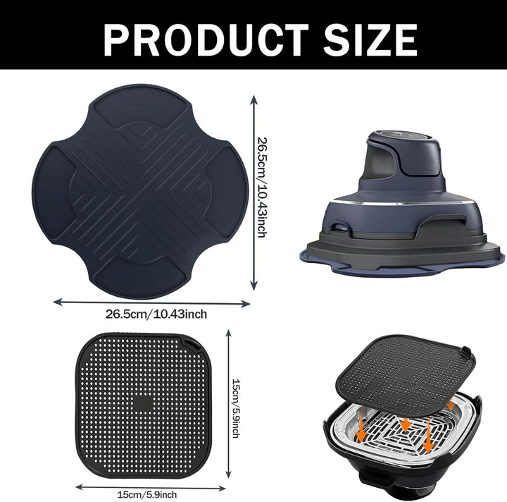 Passend für Ninja Crispi FN101EU Airfryer 3-teilig: Silikon Untersetzer, Spritzschutz & Kabelorganiz