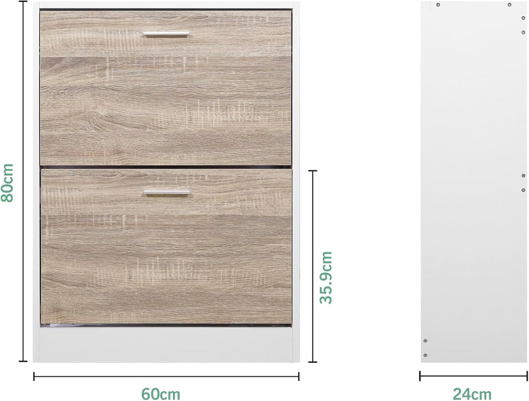 CASABEL Schuhschrank für 12 Paar – grosse Kapazität für Eingangsbereich – L 60 x T 24 x H 80 cm – Tü