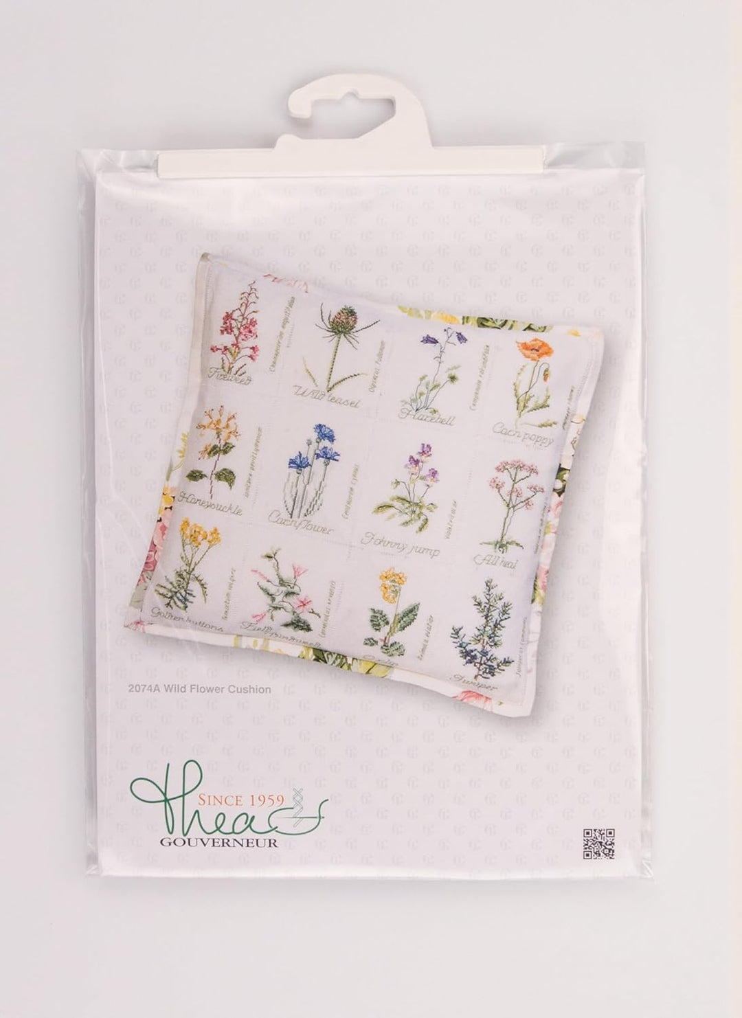 Thea Gouverneur - Kreuzstich-Set - Kissen mit Wildblumen - Aida - 16 Count - Für Erwachsene - 2074A