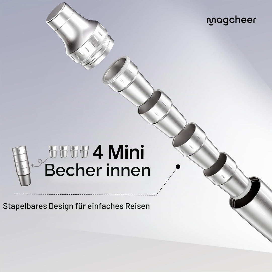 Magcheer Cocktail Shaker Set mit Stapelbaren Bechern 900ml Premium Edelstahl Frostsicherer Doppelwan