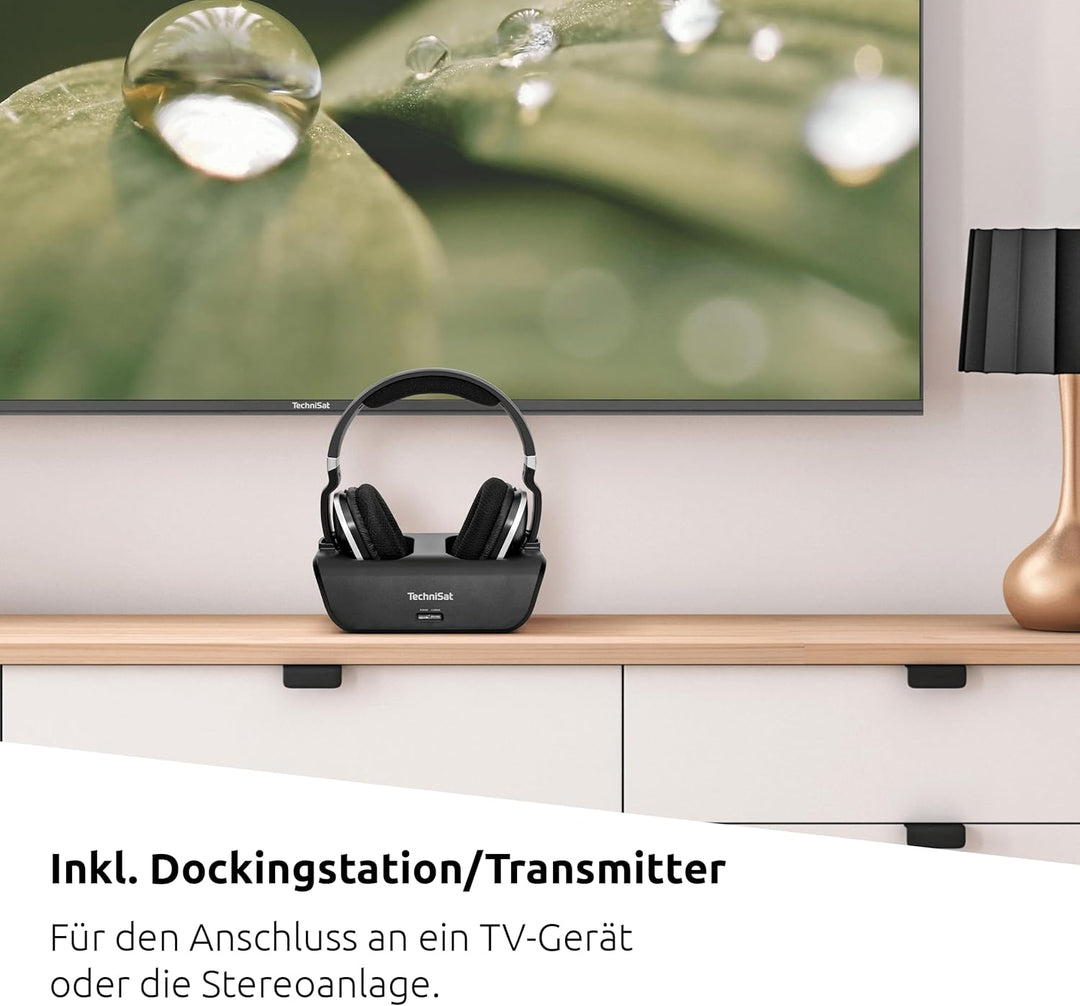 TechniSat STEREOMAN 2 V2 - kabelloser 2,4GHz Funkkopfhörer (für Fernseher und Musikanlagen, mit Dock