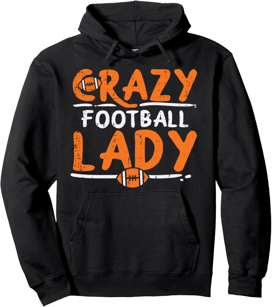 Crazy American Football Lady Lustig Sport Fan Frauen Mädchen Pullover Hoodie