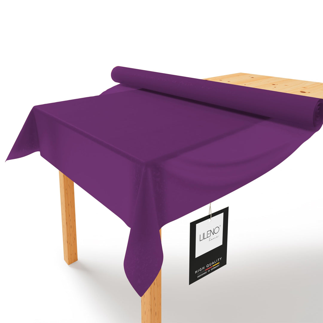 LILENO HOME Tischdeckenrolle 1,10 x 25 m - Tischdecke Lila aus Vlies - Stoffähnlich, abwaschbare Tis