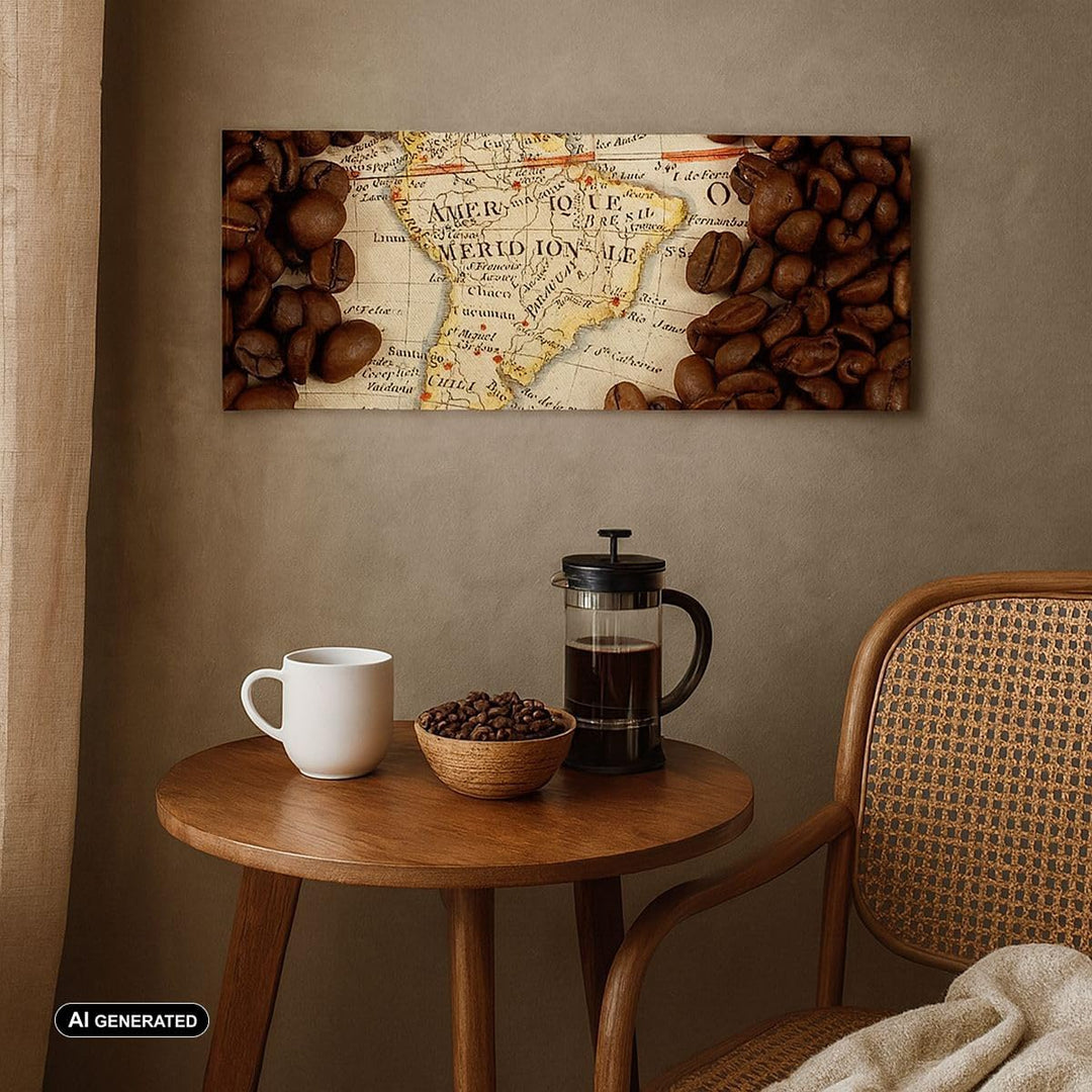 Wandbilder Dekoration Wohnzimmer Südamerika Samen Kaffee Panorama Bilder auf Leinwand 120x50cm Leinw